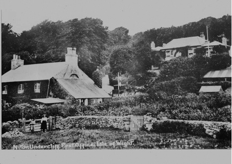 Victorian photograph of Rock Cottage with 2 children by the gate
